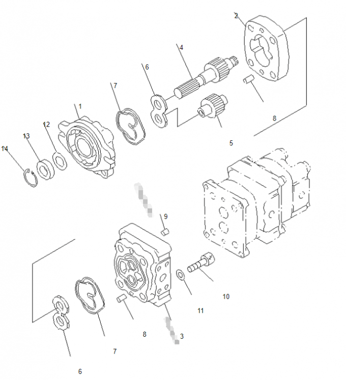 840140003 Excavator Hydraulic Pump Parts Steel Material For PC308 PC408